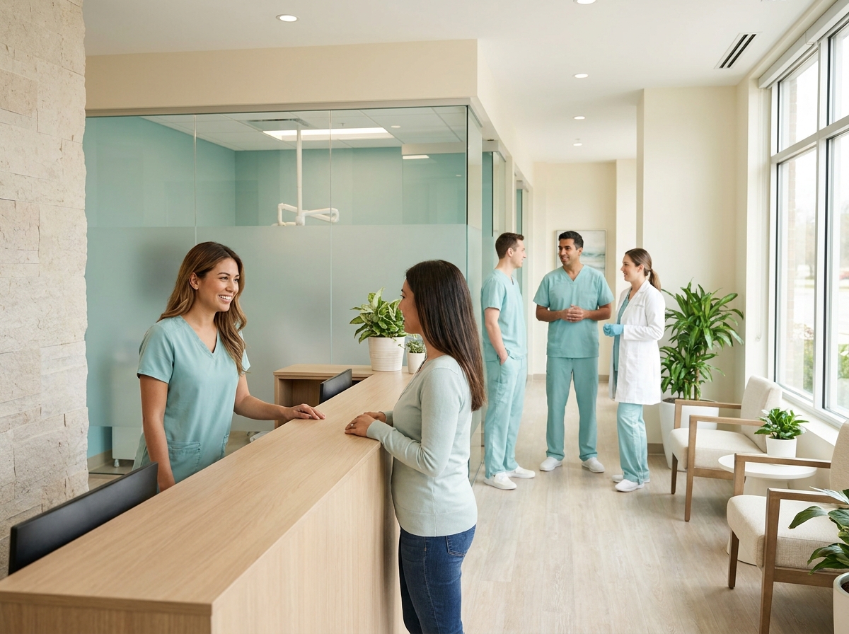 Dental reception area with friendly staff